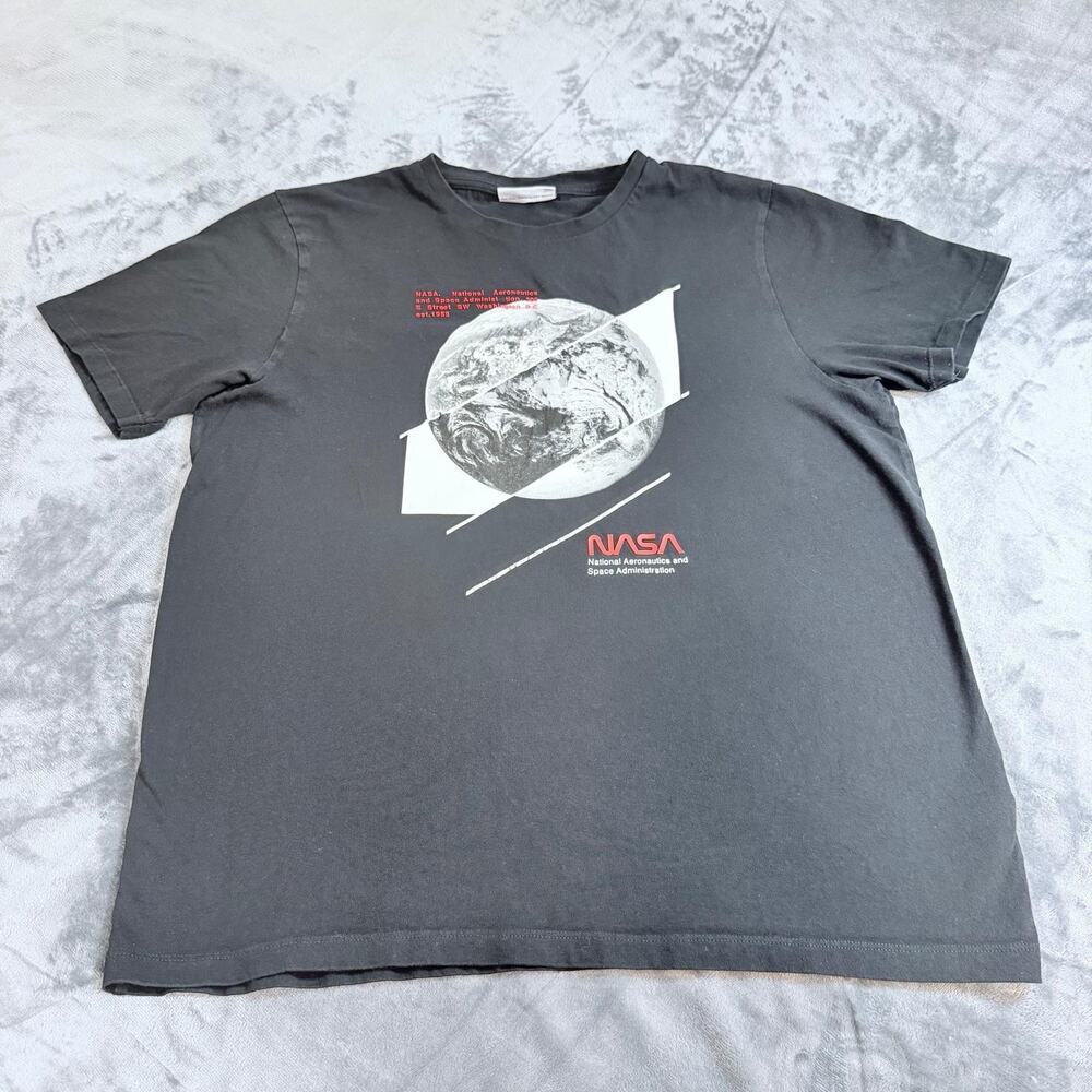 Nasa Primark Graphic T-Shirt Crew Neck Black Sz M
